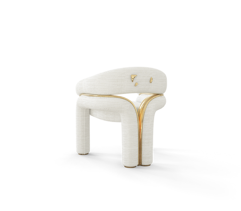 Elara Curved Sculptural Polished Brass Dining Chair