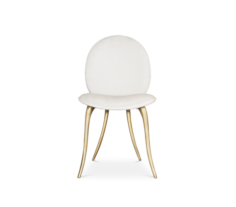 Soleil Curved Brass Modern Dining Chair
