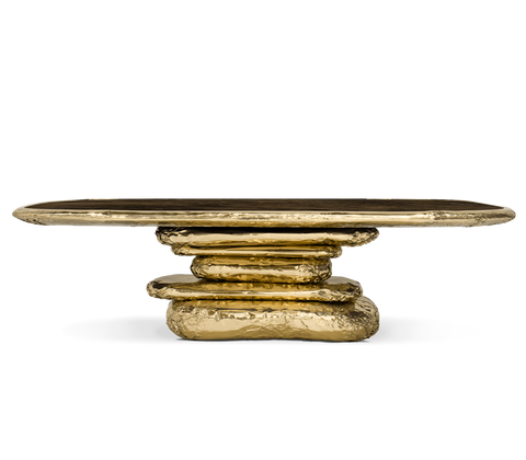 Stonehenge Marble and Brass Dining Table