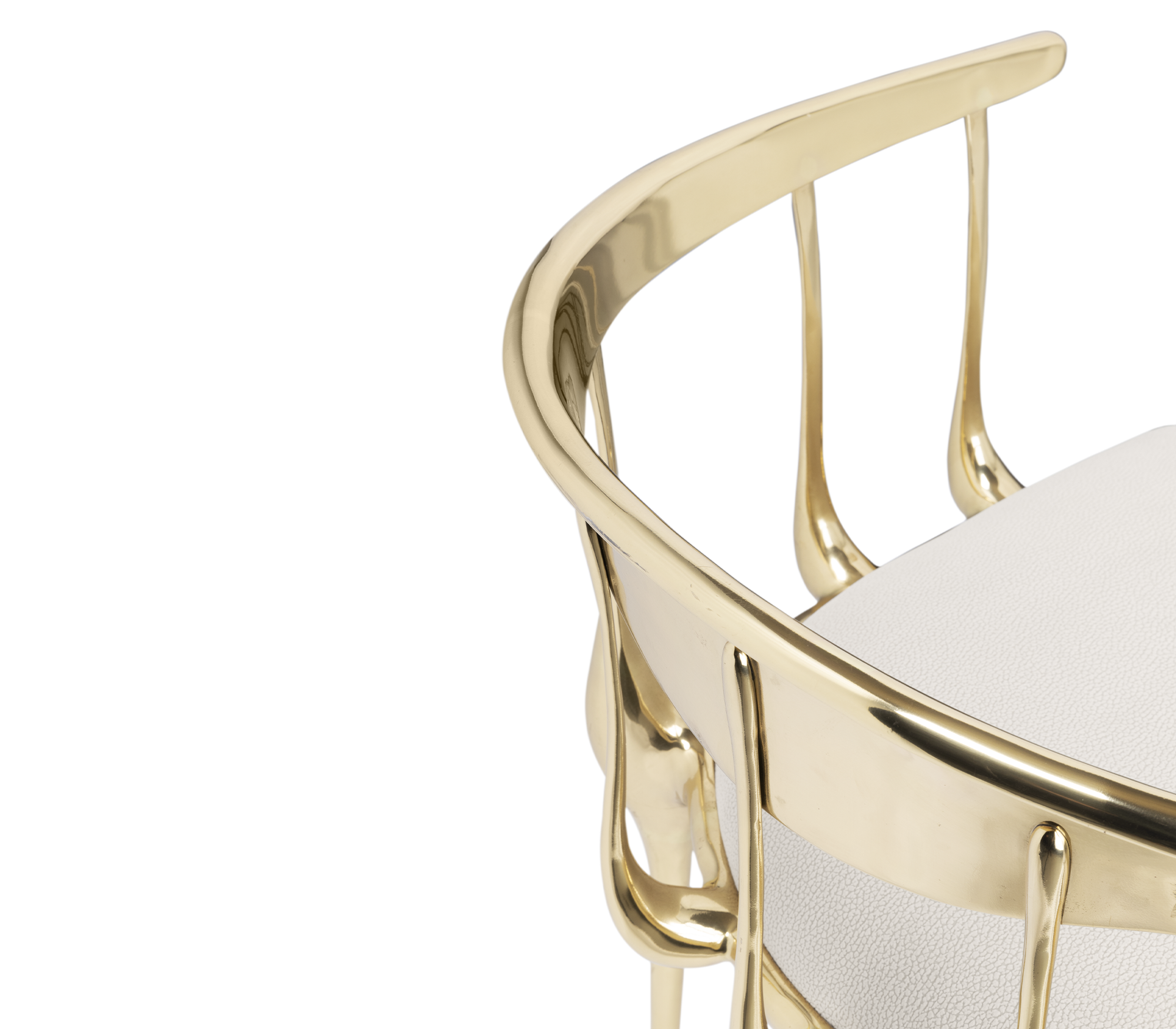 No 11 Cream Velvet Surrealist Polished Gold Dining Chair