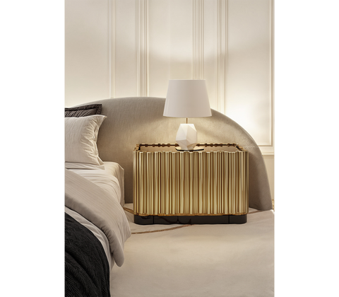 Symphony Tubular Gold Plated Modern Nightstand