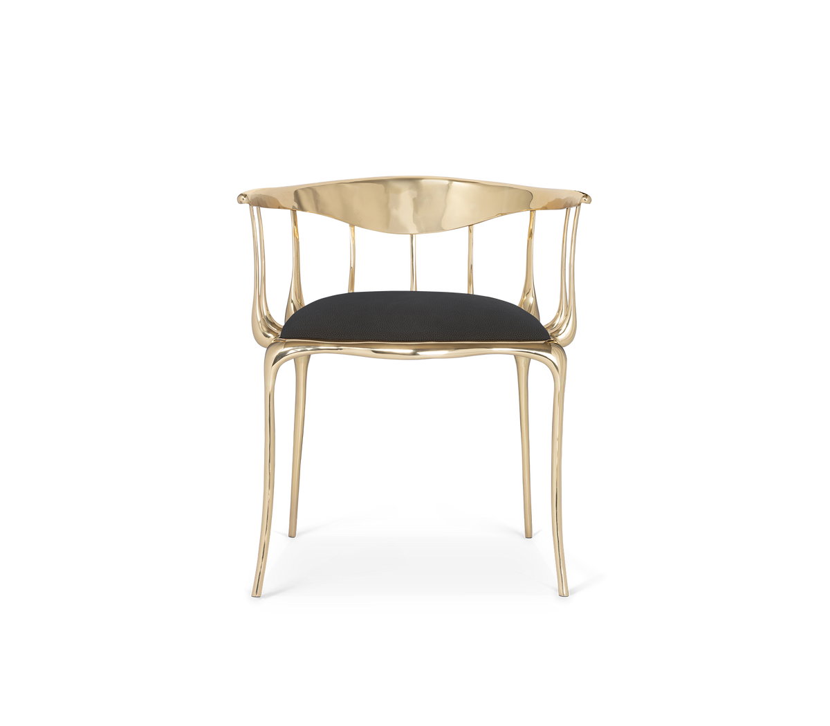 No11 Surrealist Polished Gold Cast Brass Dining Chair
