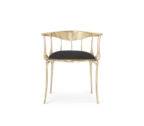No11 Surrealist Polished Gold Cast Brass Dining Chair