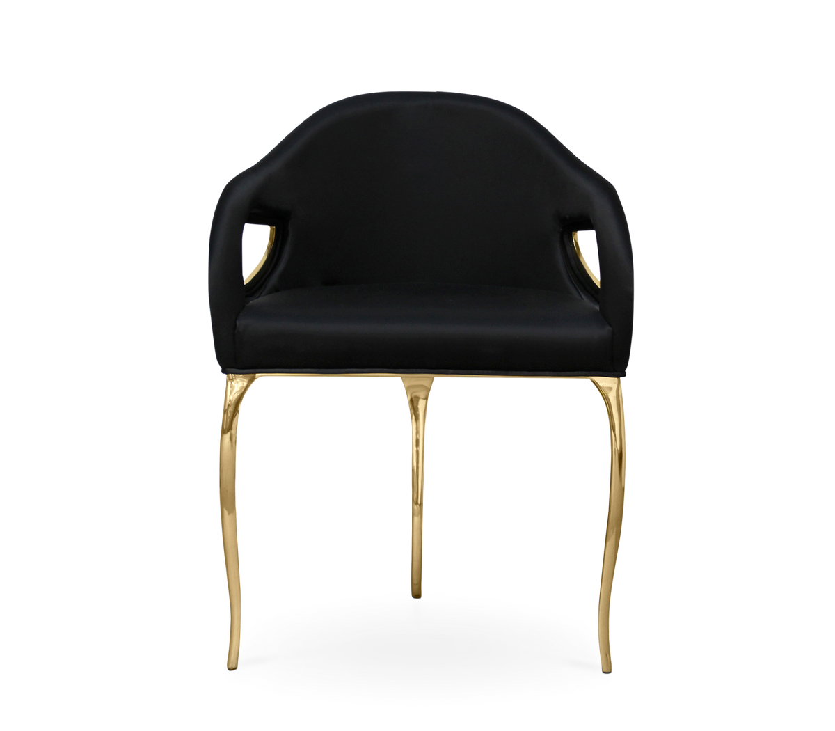 Chandra Cutout Polished Brass Velvet Dining Chair