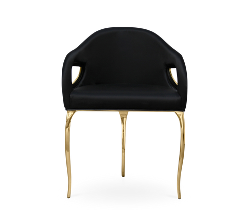 Chandra Cutout Polished Brass Velvet Dining Chair