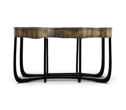 Sinuous Consoles Patina Brass Wave Entryways Cabinet Table