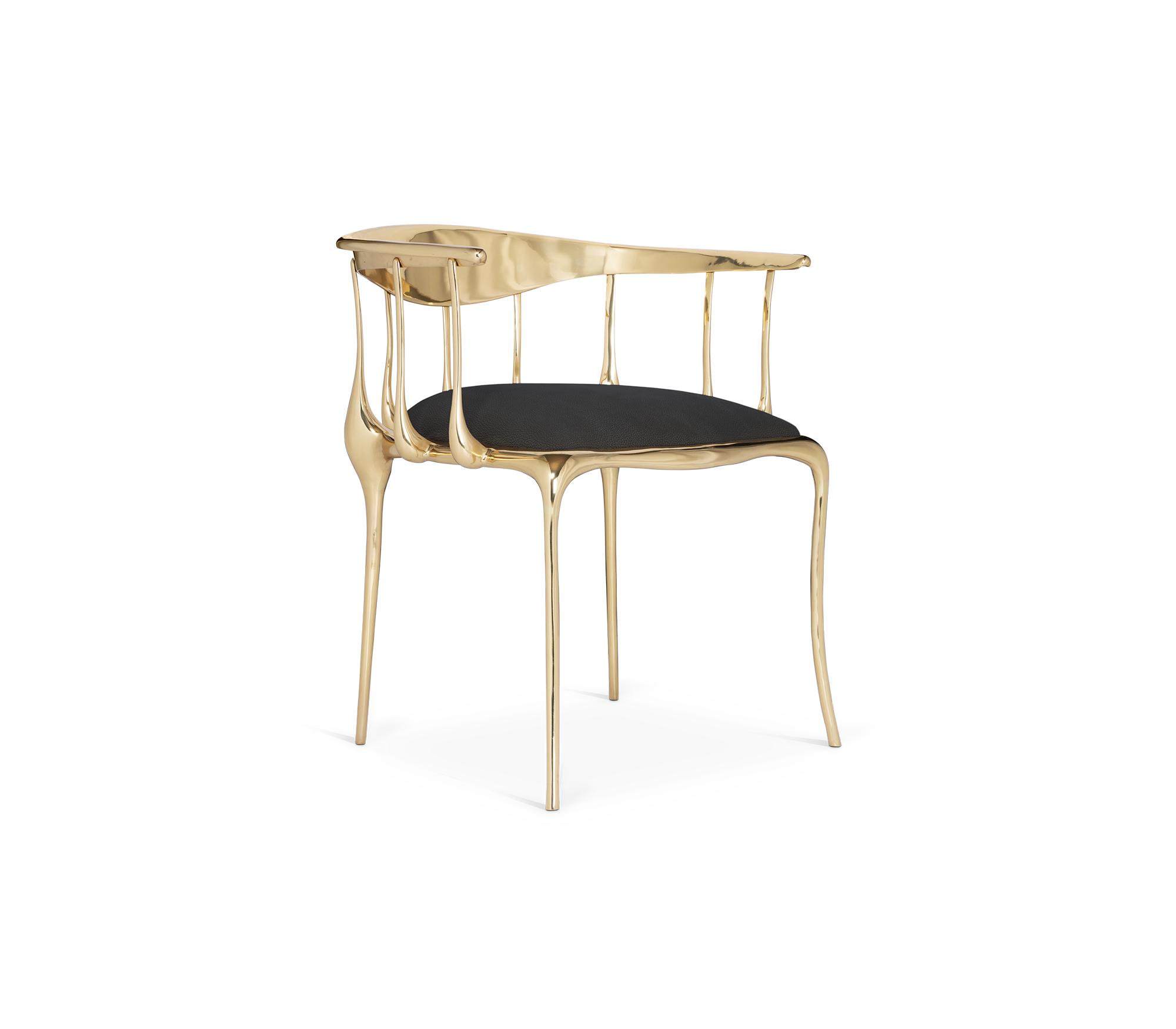 No11 Surrealist Polished Gold Cast Brass Dining Chair