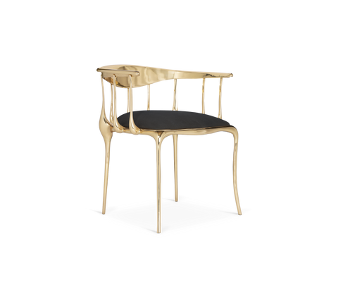 No11 Surrealist Polished Gold Cast Brass Dining Chair