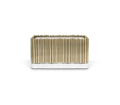 Symphony Tubular Gold Plated Modern Nightstand