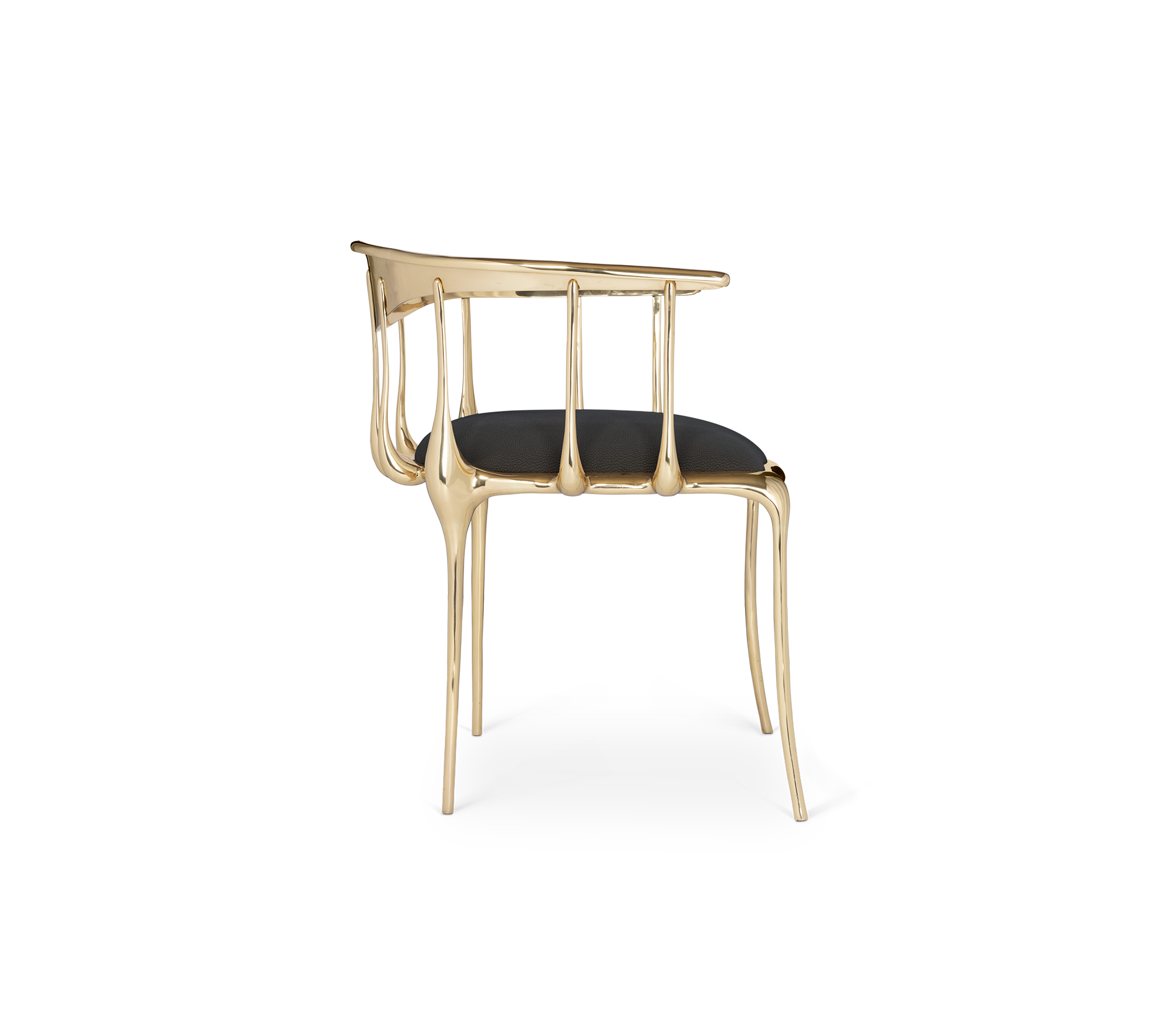 No11 Surrealist Polished Gold Cast Brass Dining Chair