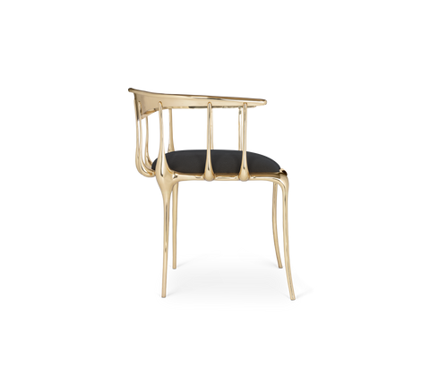 No11 Surrealist Polished Gold Cast Brass Dining Chair