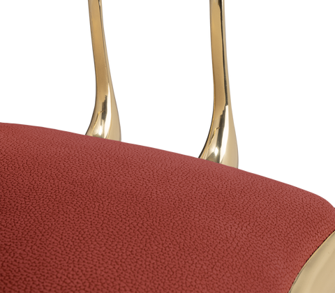 No 11 Burgundy Velvet Polished Gold Surrealist Dining Chair
