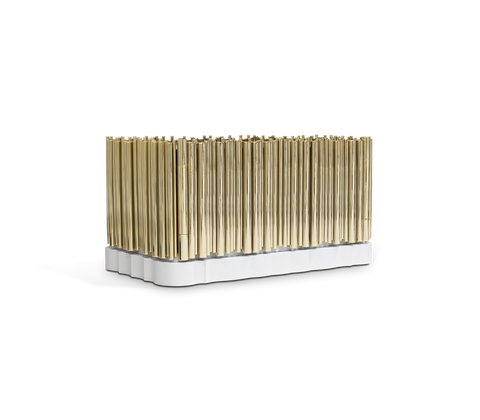 Symphony Tubular Gold Plated Modern Nightstand