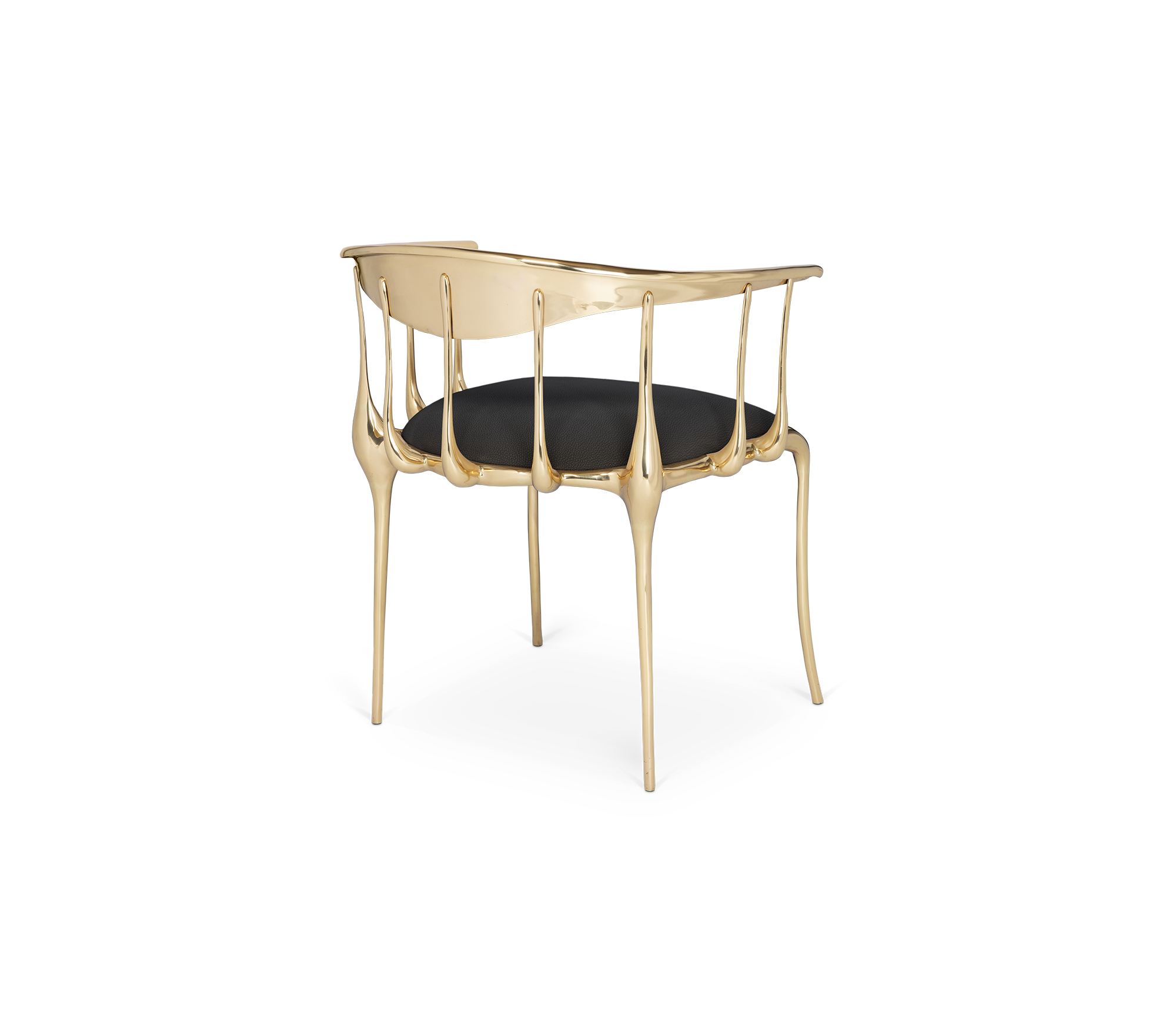 No11 Surrealist Polished Gold Cast Brass Dining Chair