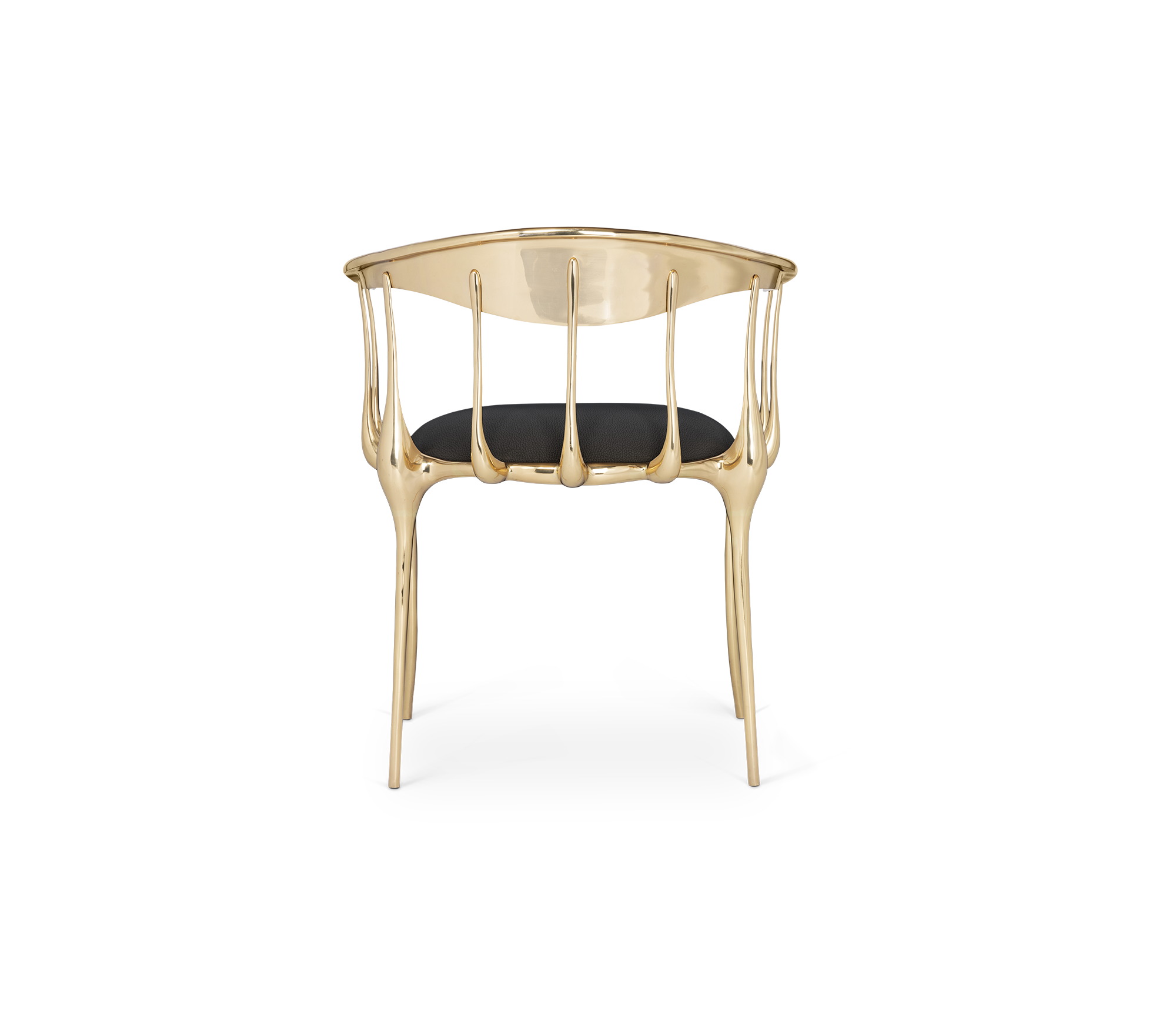 No11 Surrealist Polished Gold Cast Brass Dining Chair