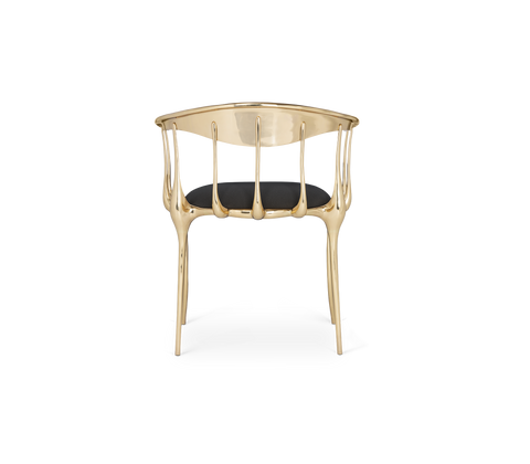 No11 Surrealist Polished Gold Cast Brass Dining Chair