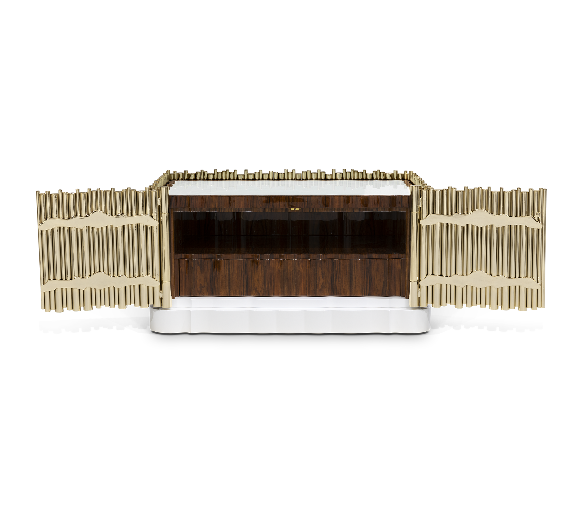 Symphony Tubular Gold Plated Modern Nightstand