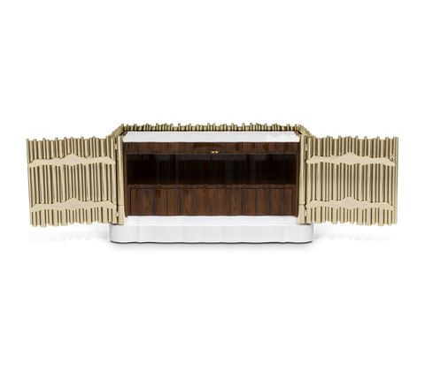 Symphony Tubular Gold Plated Modern Nightstand