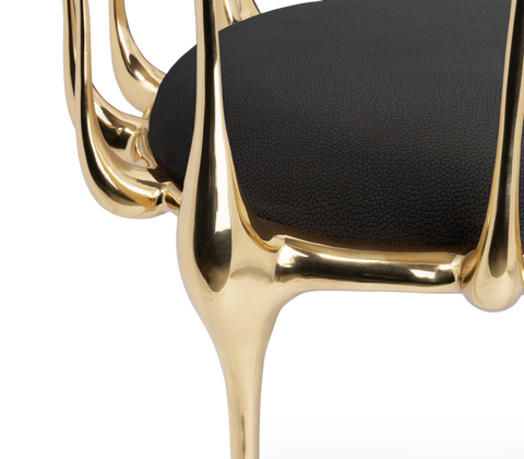No11 Surrealist Polished Gold Cast Brass Dining Chair