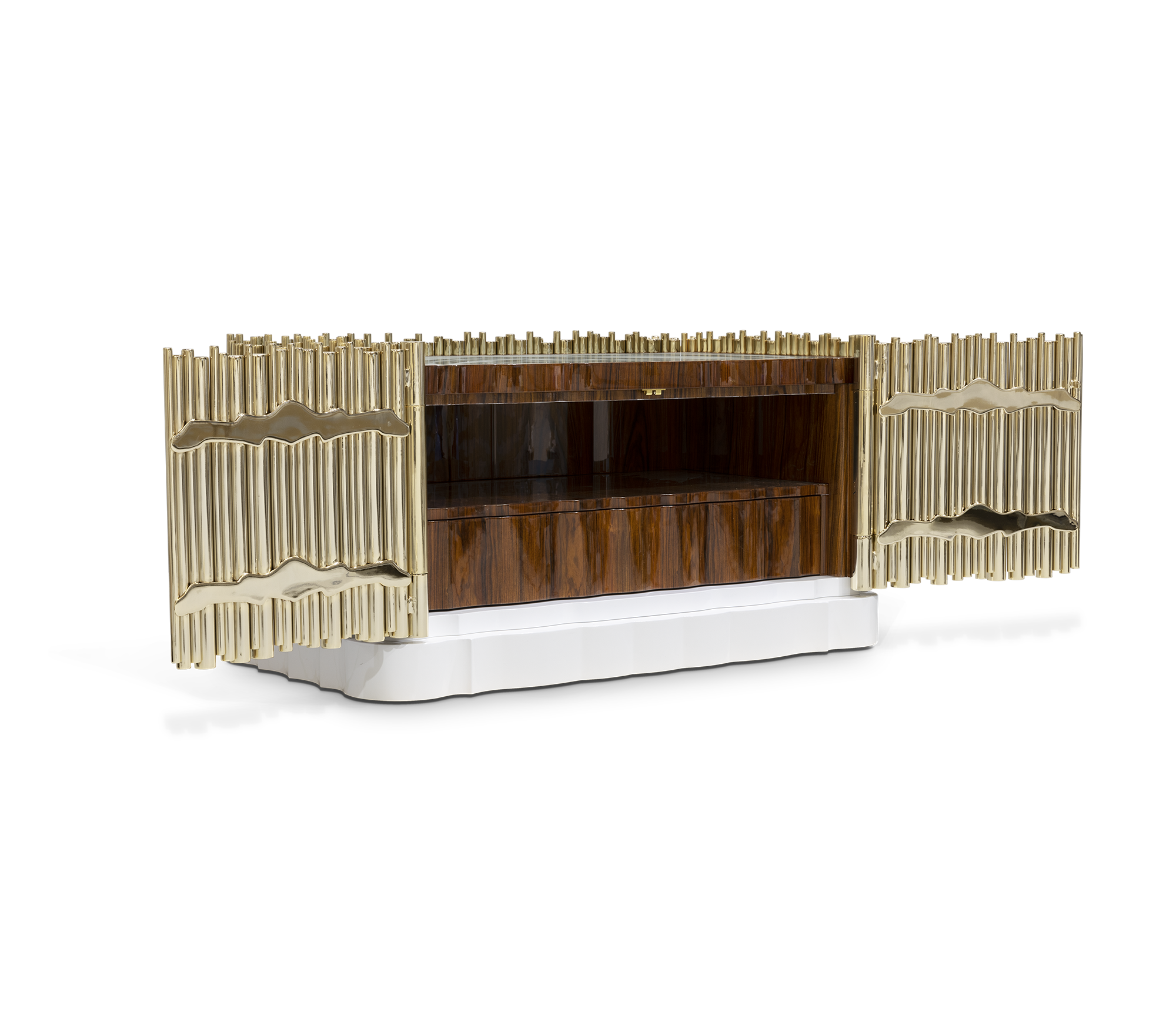 Symphony Tubular Gold Plated Modern Nightstand