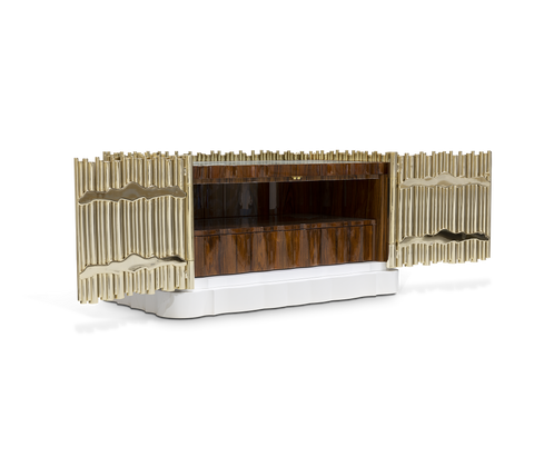 Symphony Tubular Gold Plated Modern Nightstand