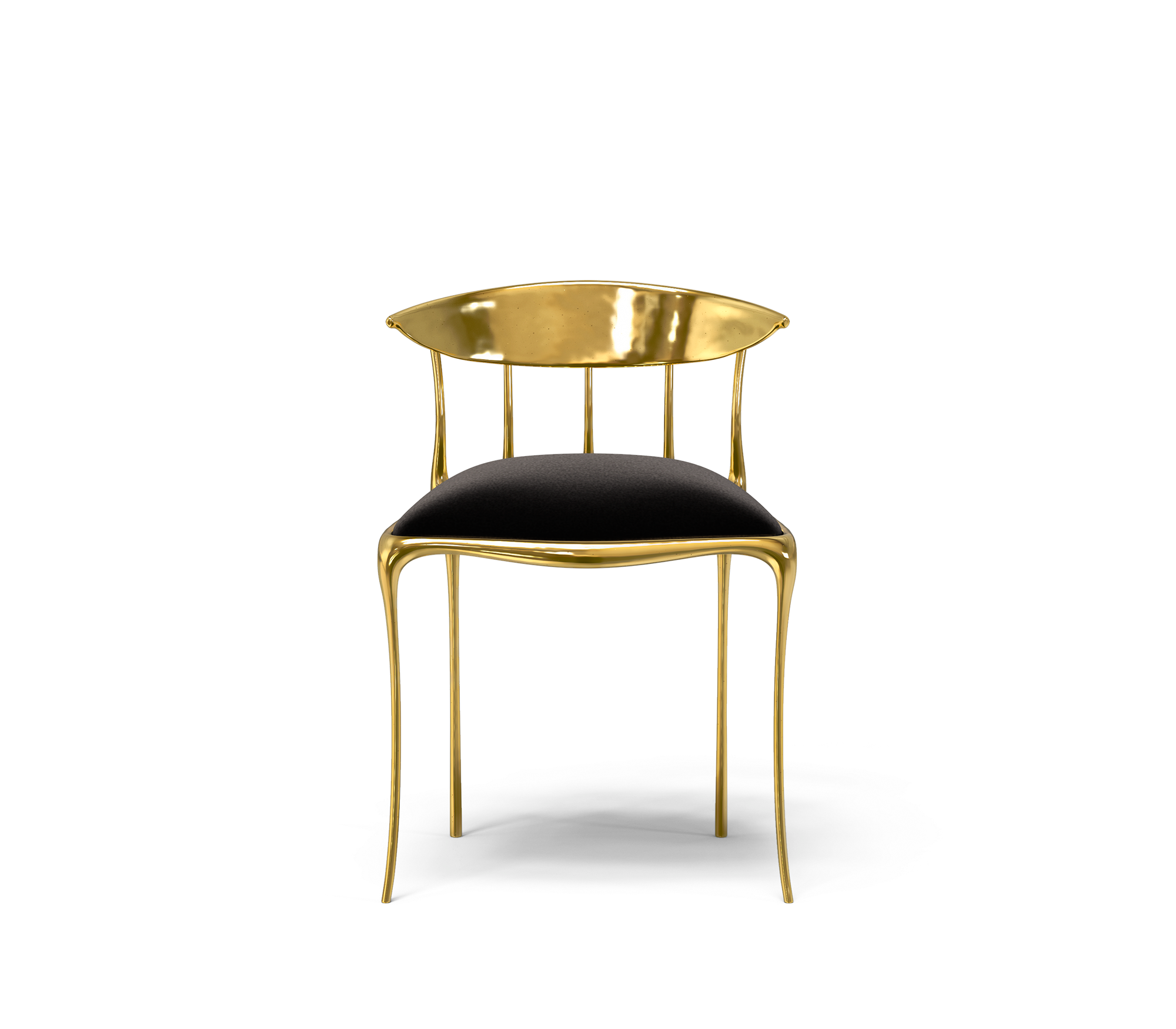 No11 Surrealist Polished Gold Cast Brass Dining Chair