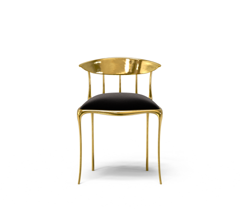 No11 Surrealist Polished Gold Cast Brass Dining Chair