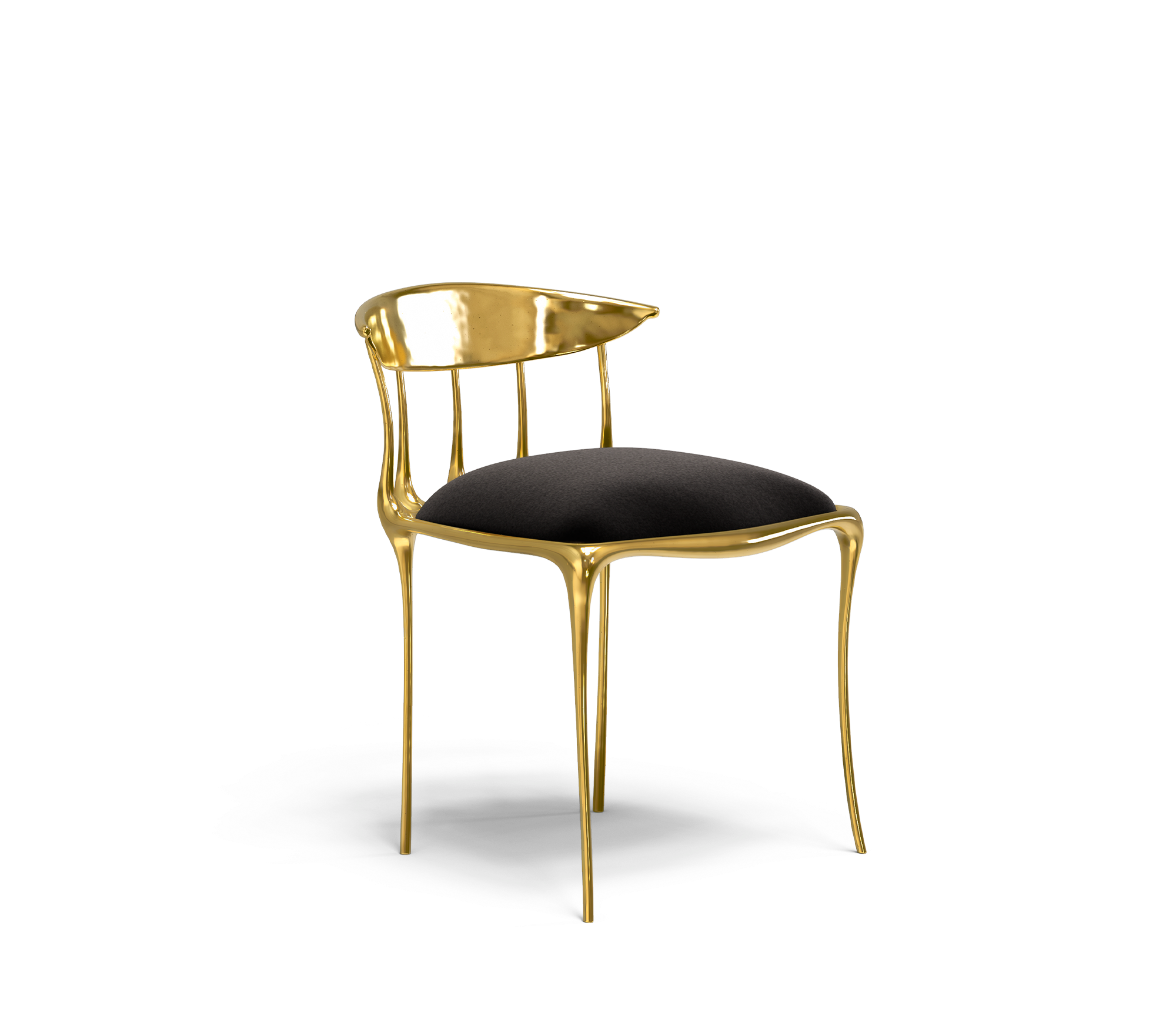 No11 Surrealist Polished Gold Cast Brass Dining Chair