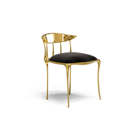 No11 Surrealist Polished Gold Cast Brass Dining Chair