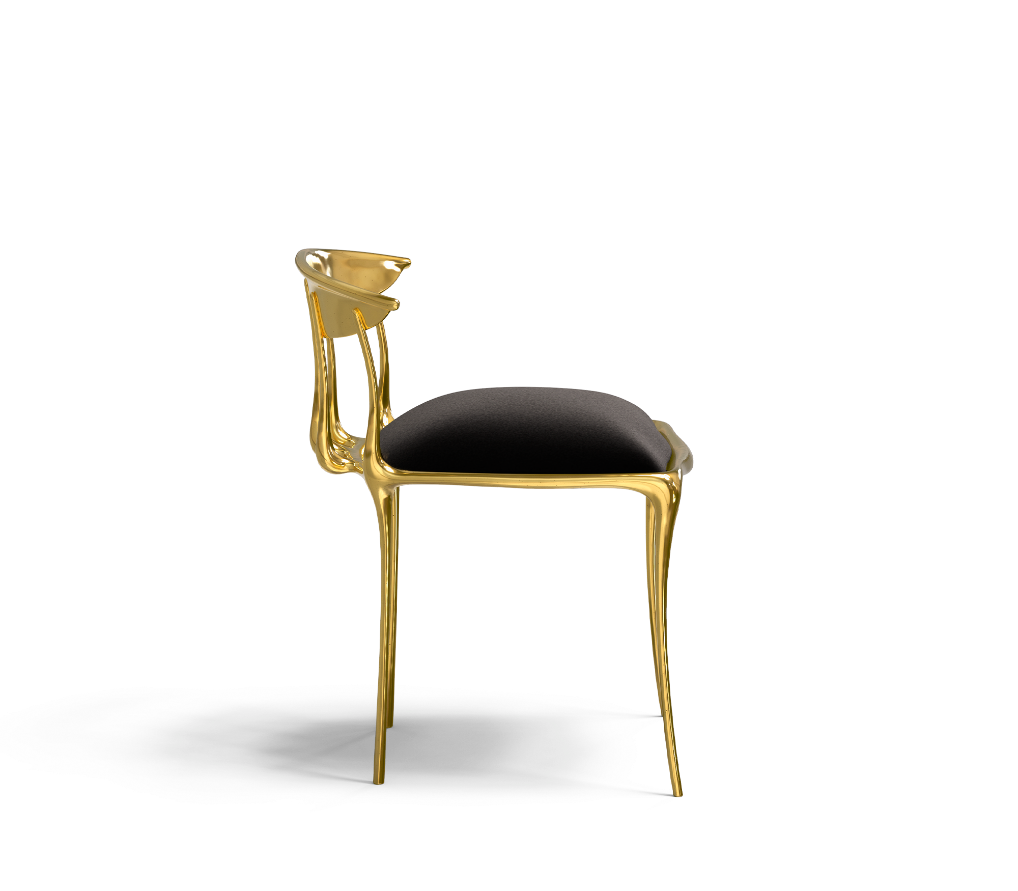 No11 Surrealist Polished Gold Cast Brass Dining Chair