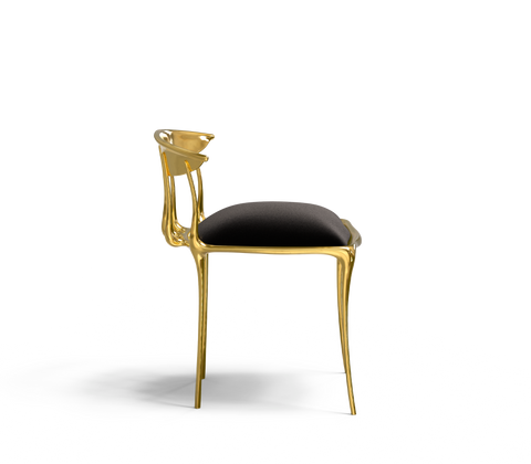 No11 Surrealist Polished Gold Cast Brass Dining Chair