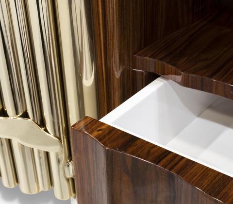 Symphony Tubular Gold Plated Modern Nightstand