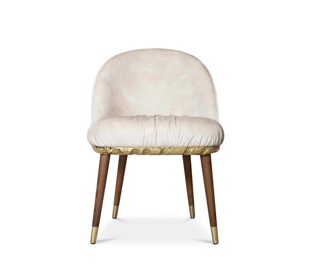 Imperfectio Hammered Brass Textured Velvet Dining Chair