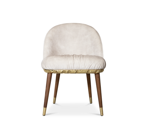Imperfectio Hammered Brass Textured Velvet Dining Chair