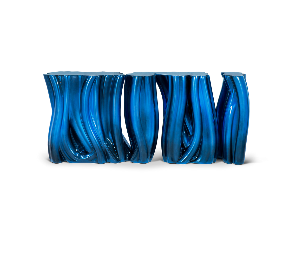 Lacquer Blue Sculptural Form Cabinet