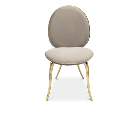 Soleil Curved Brass Modern Dining Chair