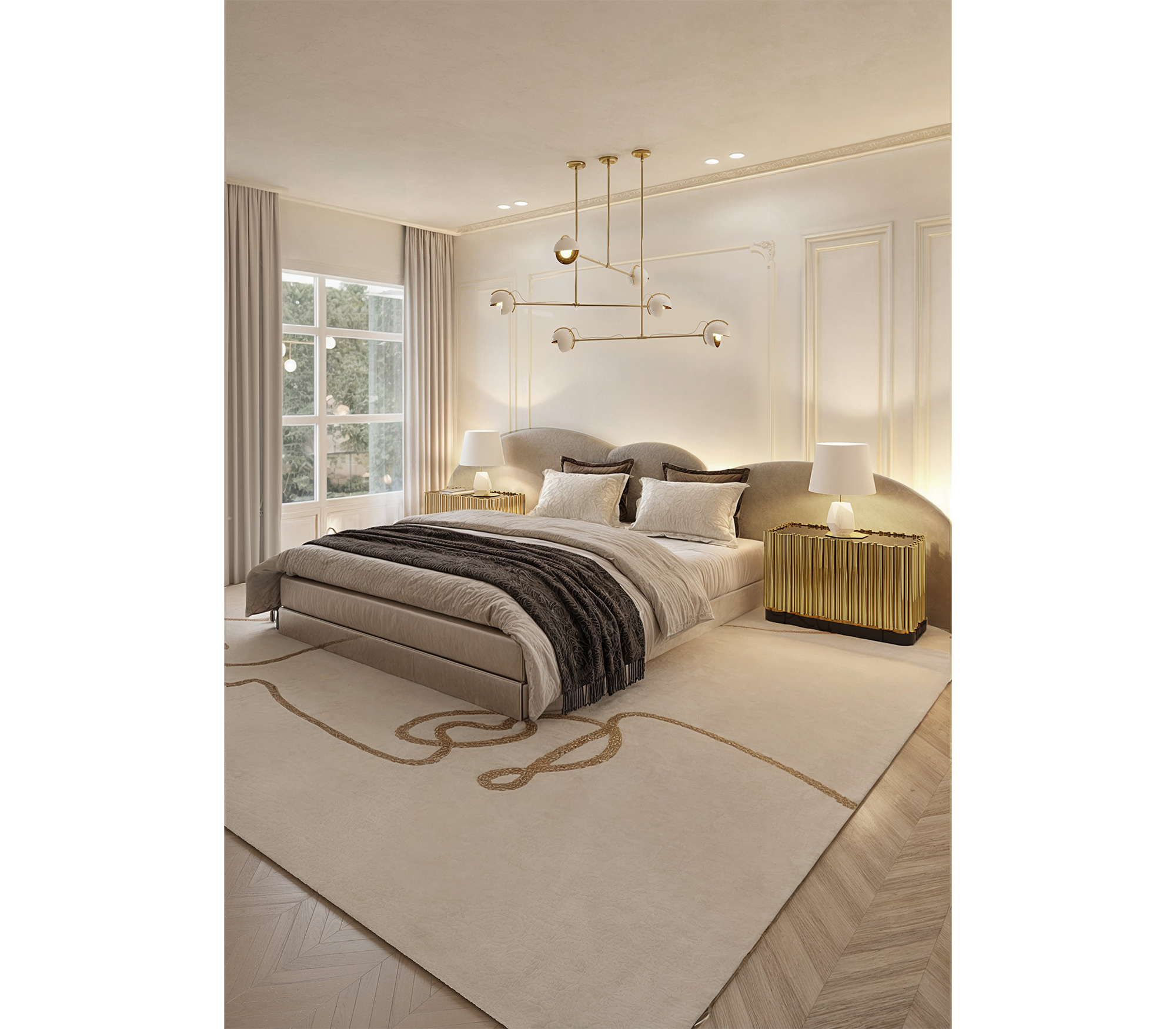 Symphony Tubular Gold Plated Modern Nightstand