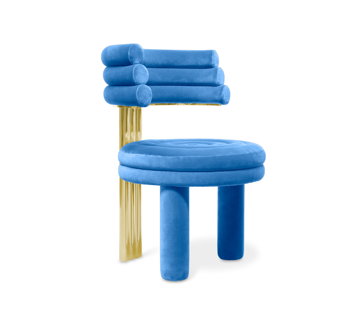 Kerr Tiered Velvet Polished Brass Dining Chair