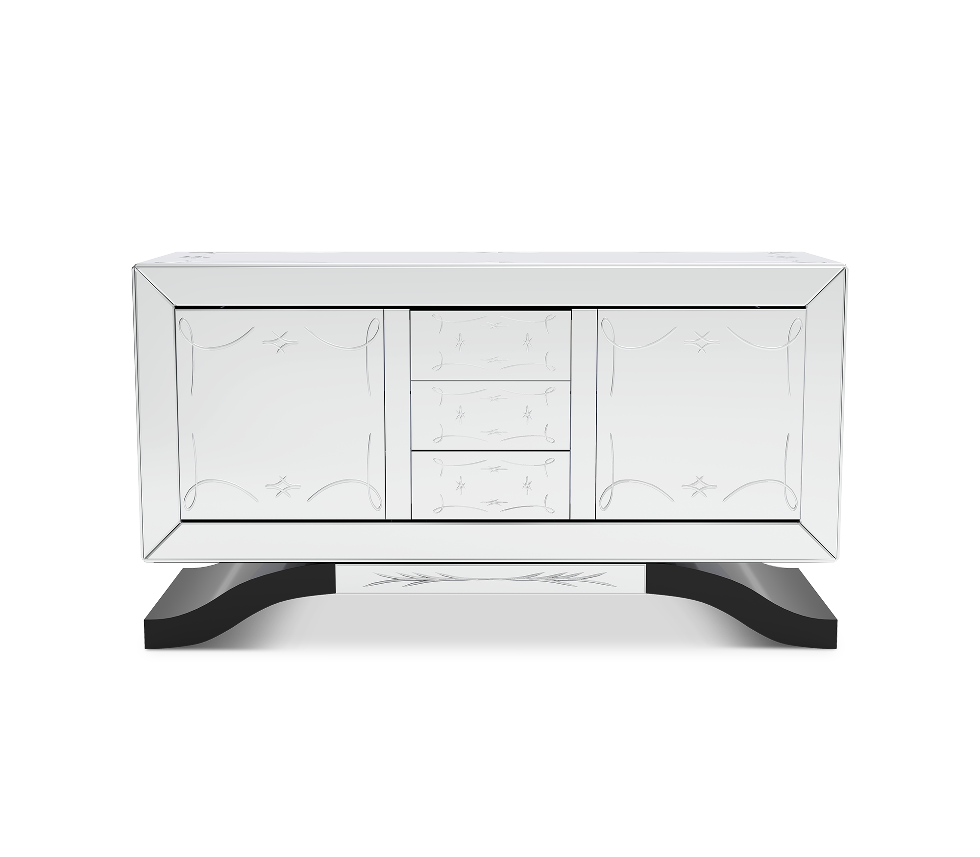 Mirrored Black Sideboard Cabinet