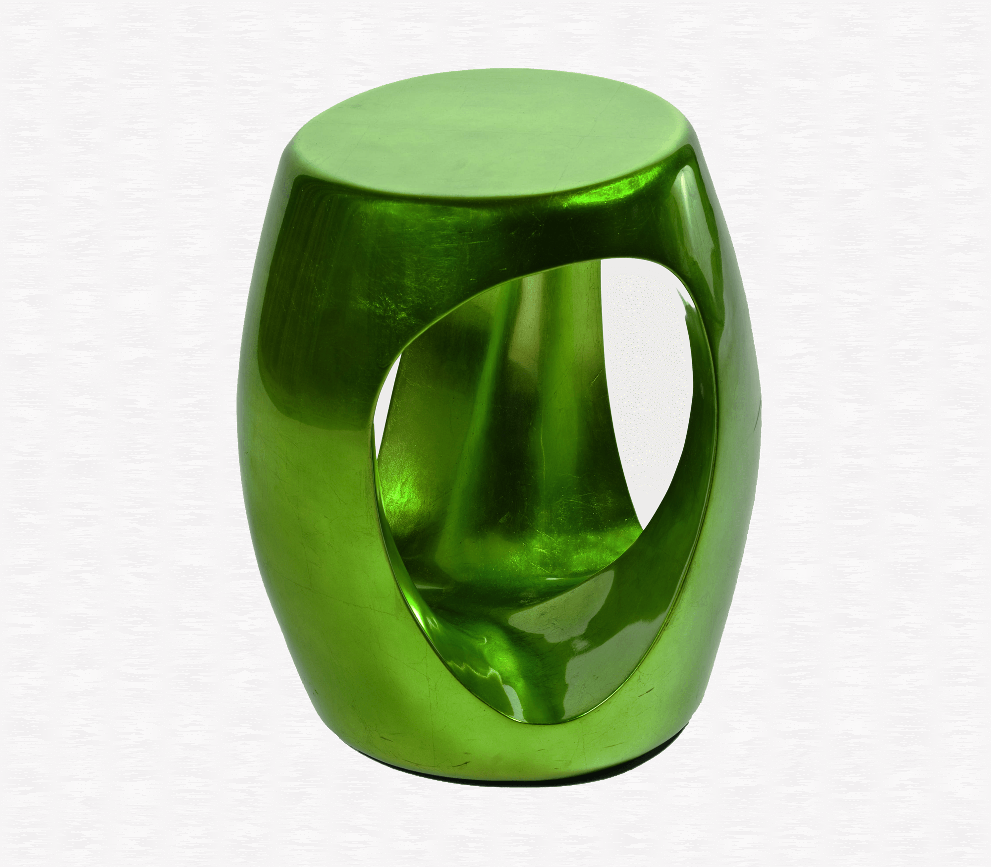 Carved Metallic Leaf Sculptural Accent Stool
