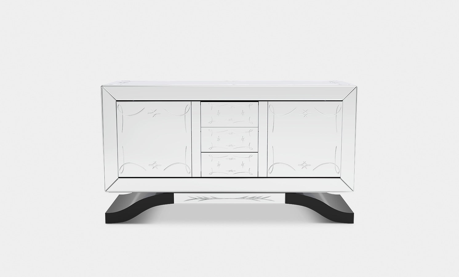 Mirrored Black Sideboard Cabinet