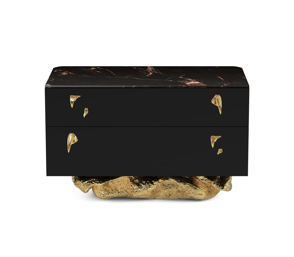 Angra Organic Brass Base Marble Top Nightstand