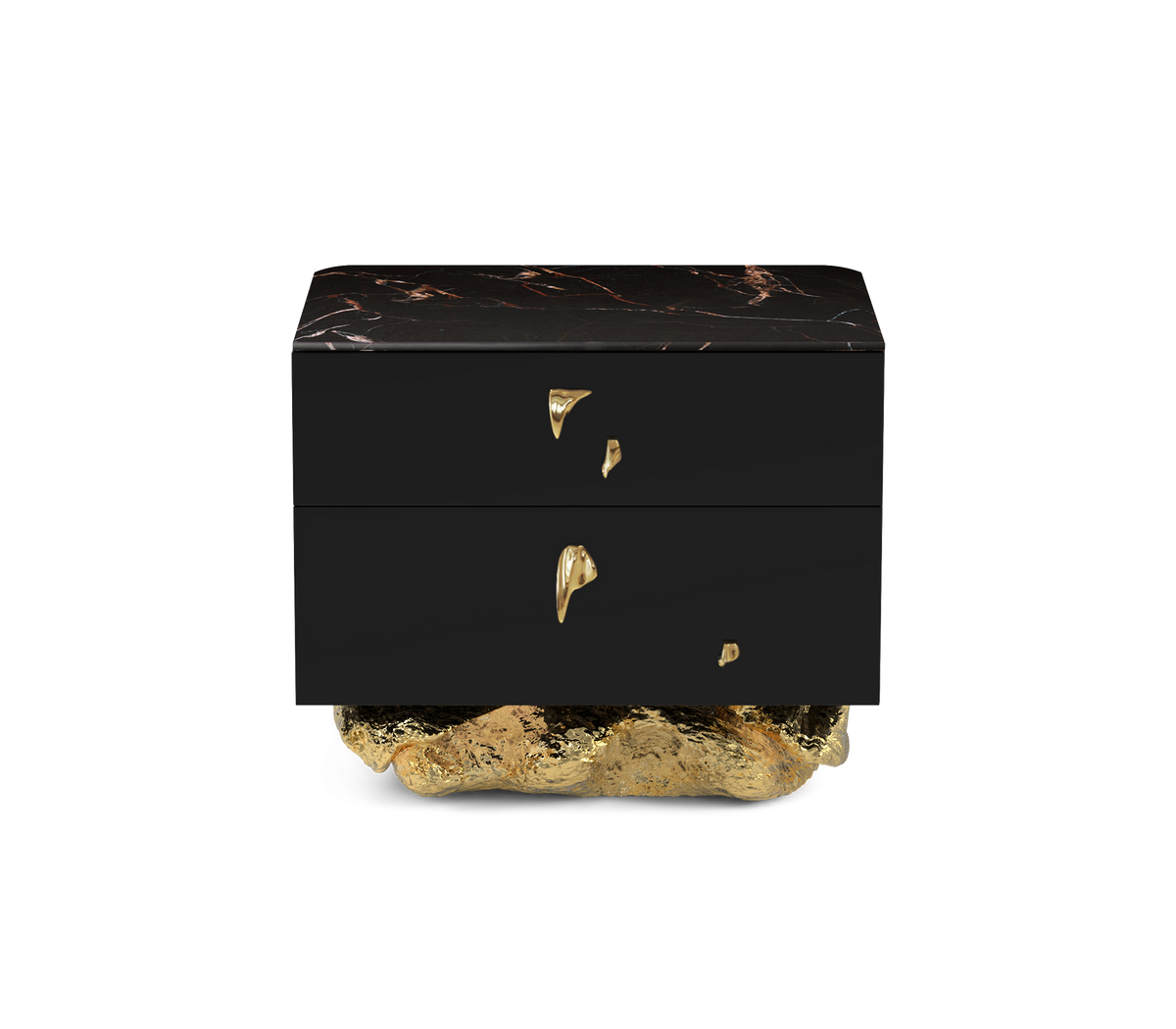 Angra Small Organic Gold Base Marble Top Nightstand