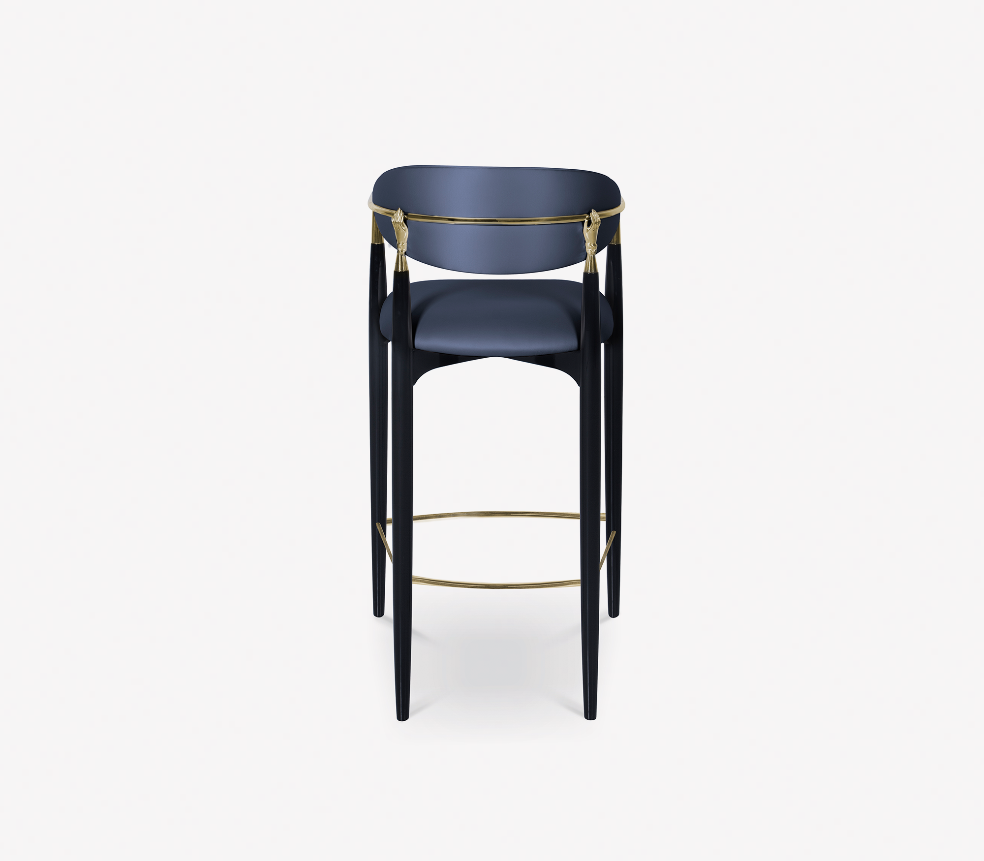 Nahema Sculptural Polished Brass Accent Bar Stool