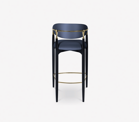 Nahema Sculptural Polished Brass Accent Bar Stool