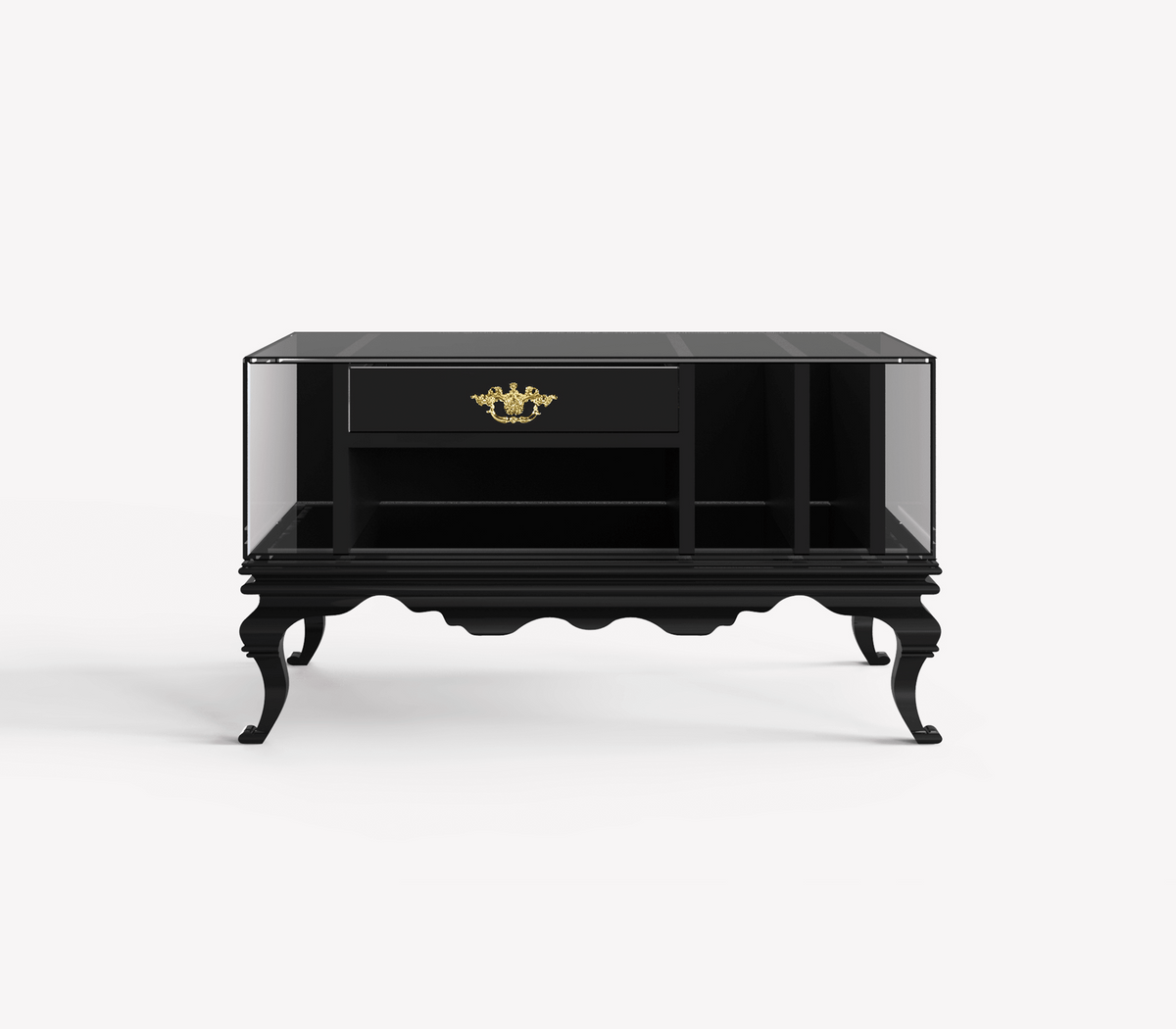 Tower Right Baroque Smoked Glass Nightstand