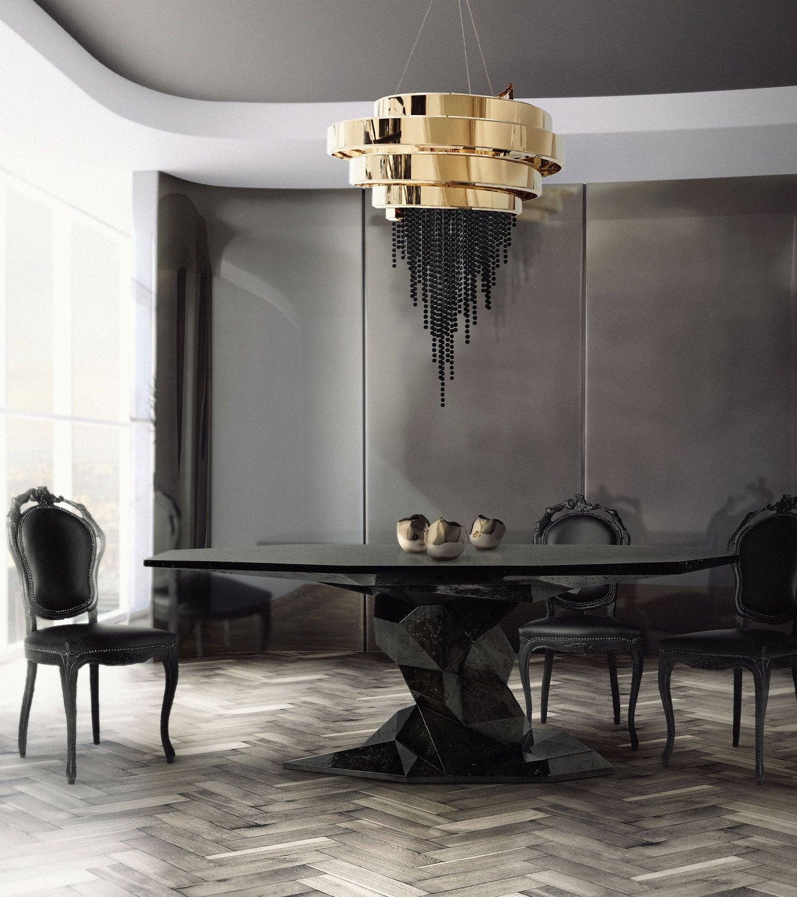 Faceted Design Dining Table for Dining Room