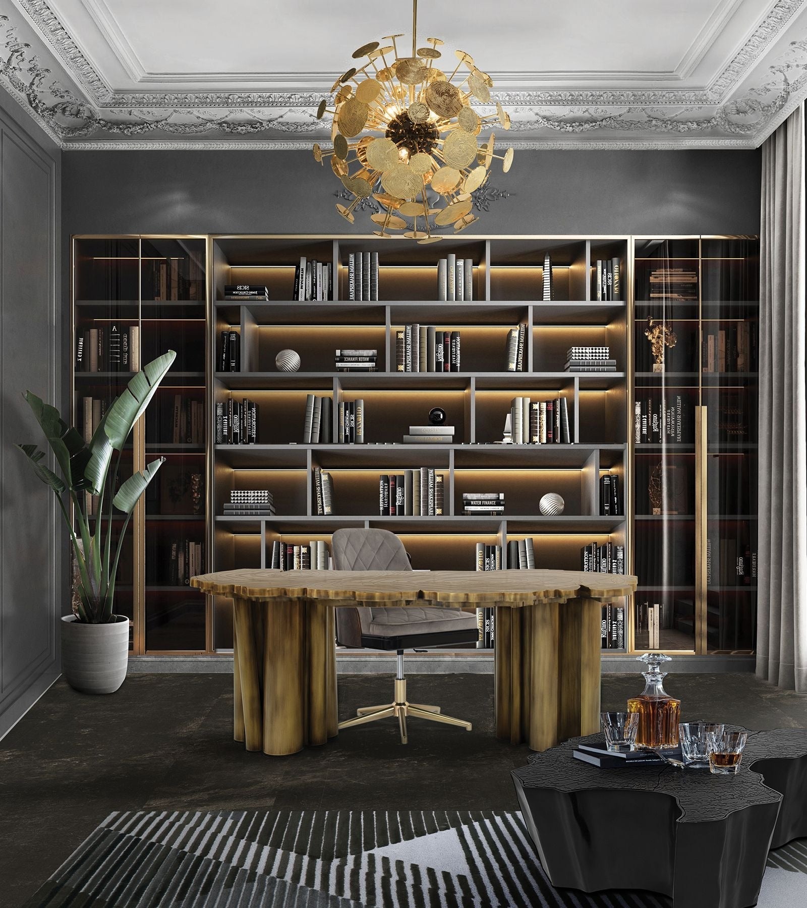Fortuna Tree-Ring Brass Sculptural Desk