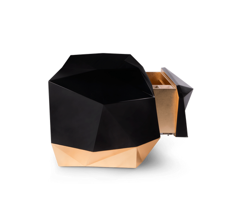 Diamond Faceted Geometric High Gloss Nightstand
