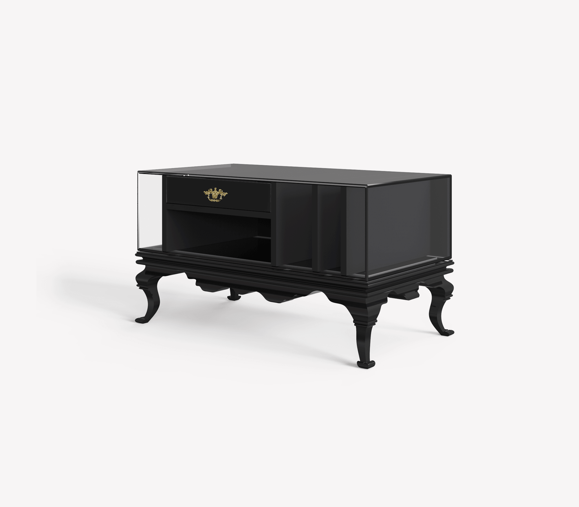 Tower Right Baroque Smoked Glass Nightstand